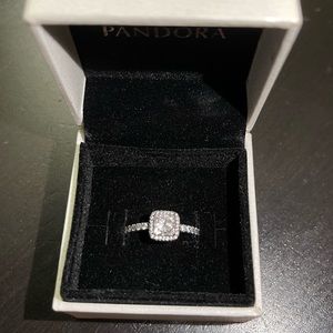 Pandora Square Sparkle Halo Ring
